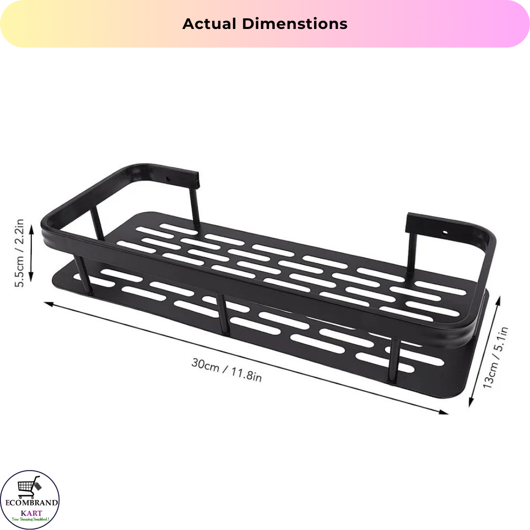 Multipurpose Self-Adhesive Aluminium Bathroom Wall Mounted Storage Organizer Shelf Holder/Rack/Bathroom Accessories (Pack of 2, Black)