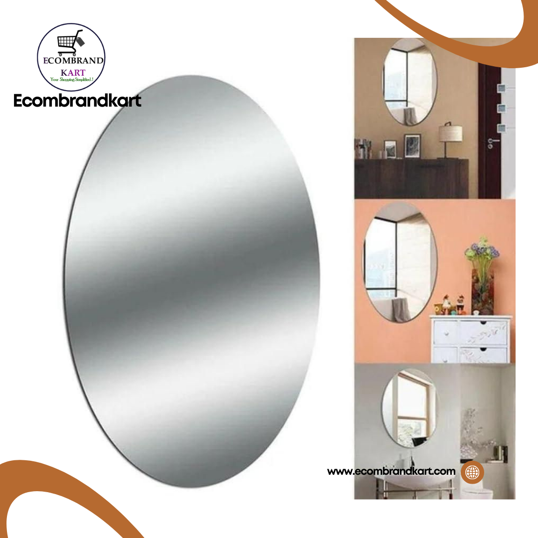 🔮 Reflect Elegance! Self Adhesive Acrylic Wall Mirror Stickers| Oval & Square Mirror Pack for a Stunning Look 🔮(Pack of 2)