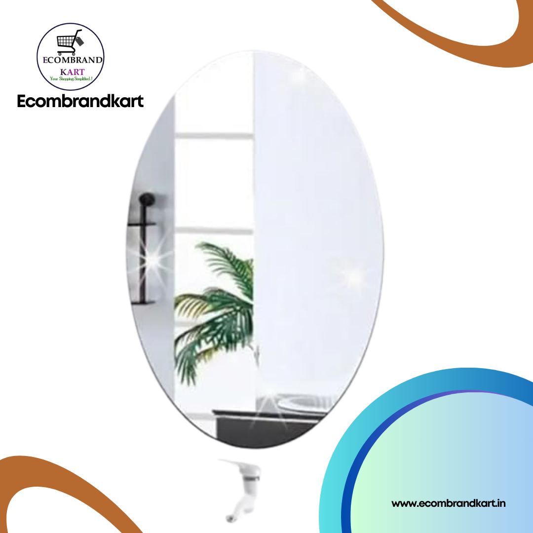 🔮 Reflect Elegance! Self Adhesive Acrylic Wall Mirror Stickers| Oval & Square Mirror Pack for a Stunning Look 🔮(Pack of 2)