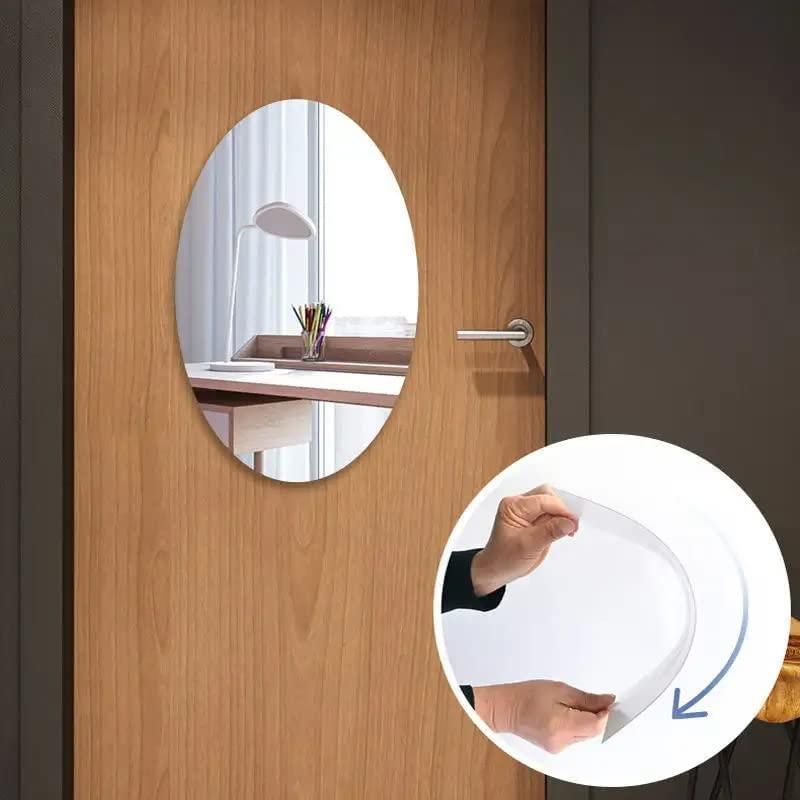 🔮 Reflect Elegance! Self Adhesive Acrylic Wall Mirror Stickers| Oval & Square Mirror Pack for a Stunning Look 🔮(Pack of 2)