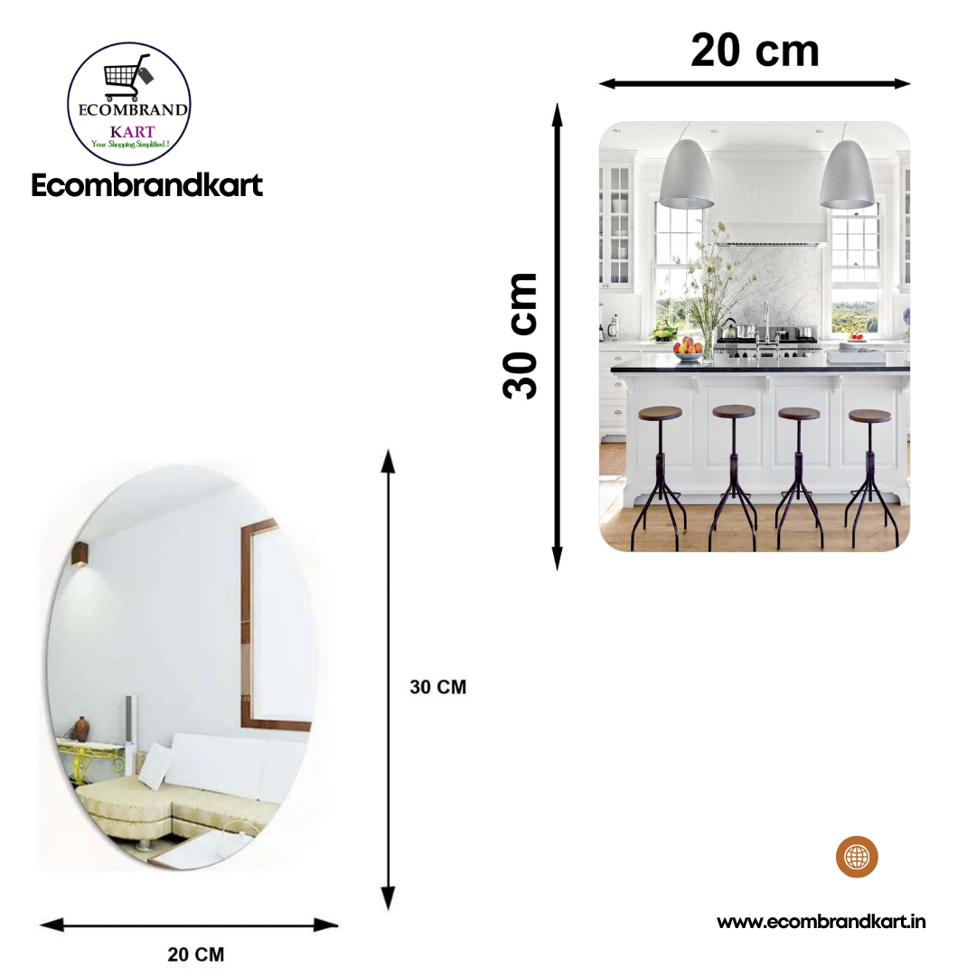 🔮 Reflect Elegance! Self Adhesive Acrylic Wall Mirror Stickers| Oval & Square Mirror Pack for a Stunning Look 🔮(Pack of 2)