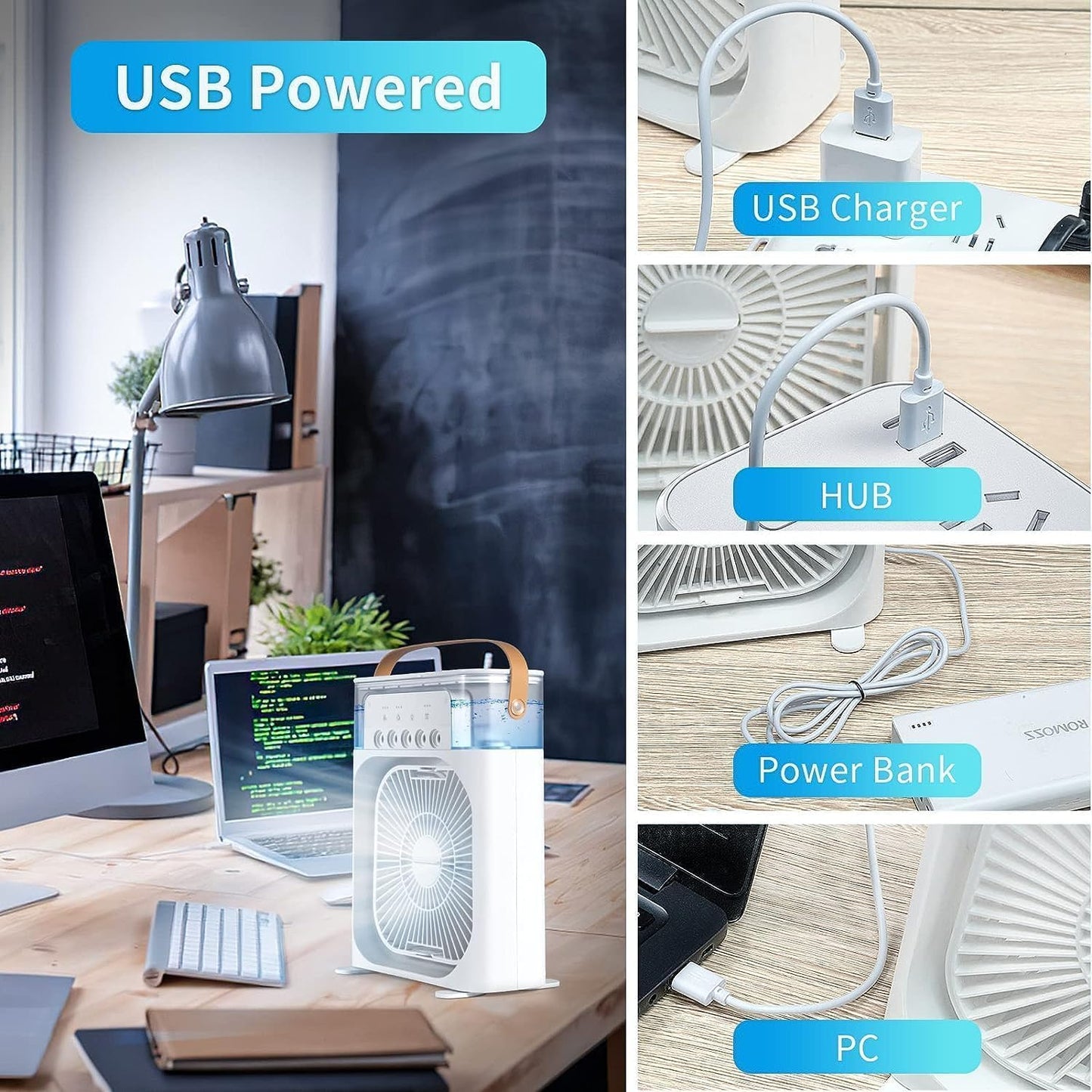 🌬️ Stay Cool Anywhere with the Multifunction Water Spray Mist Fan ❄️
