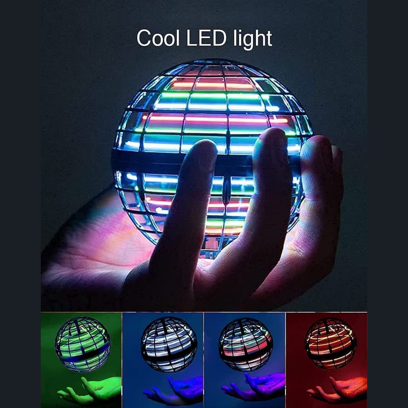 Flying Ball: Globe Shape Magic Controller Mini Ball with RGB Lights Spinner, 360° Rotating Spinning UFO Toy - Safe for Kids & Adults (Multicolor)